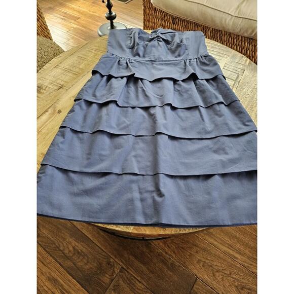 J. Crew Women Dress Size 4 Strapless Pale Blue Tiered 100% Cotton Cocktail Party - Picture 3 of 10